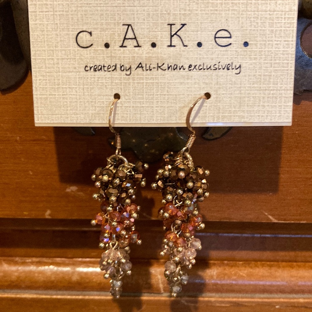Hombre Brown to Blush Beaded Dangle Earrings by C.A.K.E.